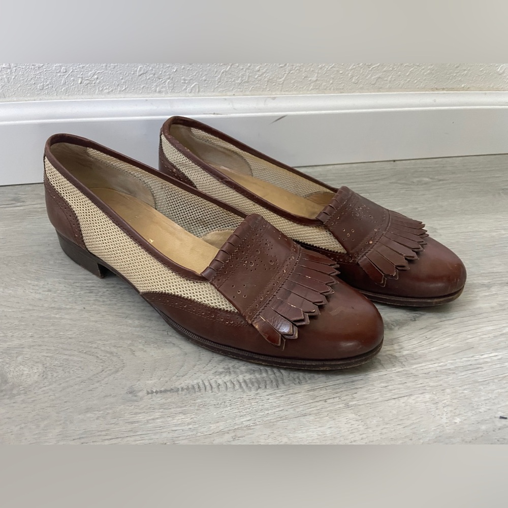 Polo Ralph Lauren® RARE 90s Benchmade Leather Tassel Mesh Loafer size 9.5
